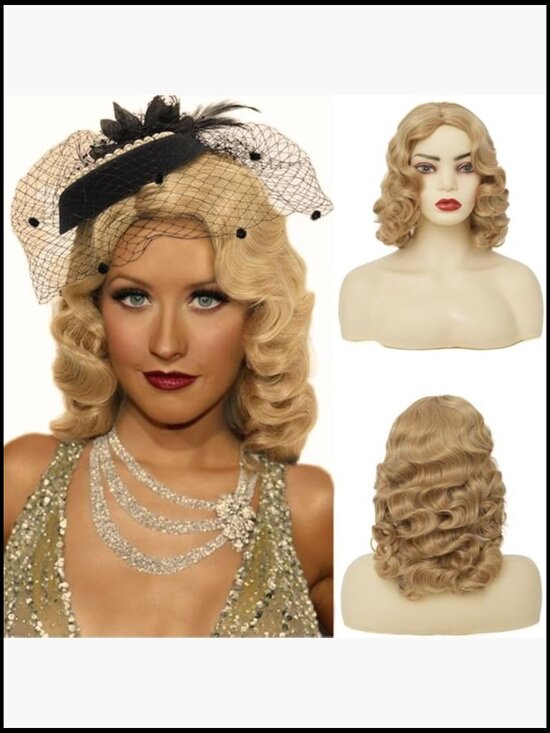 1920s Finger Wave Wig Vintage Blonde Curly Heat Resistant Synthetic for Party main image 7
